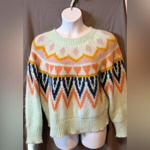 a new day Mint Multicolor Fair Isle Crewneck Sweater